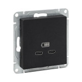 Механизм розетки USB-C - 2шт, чёрный Эпика EKF