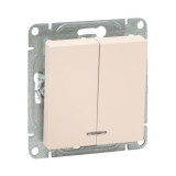 Механизм выключателя, двухклавишный, с подсветкой, кремовый Эпика EKF