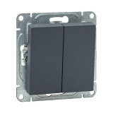 Механизм выключателя, двухклавишный, кнопочный, графит Эпика EKF
