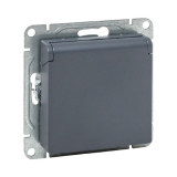 Механизм розетки, 16А, IP44, с заземлением, со шторками, c крышкой, графит Эпика EKF