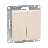 Механизм выключателя, двухклавишный, проходной, кремовый Эпика EKF