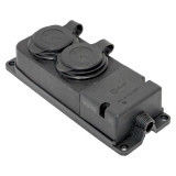 Роз, (колодка) двухмест, с защит, крышками каучуковая 230В 2P+PE 16A IP44 EKF PRO